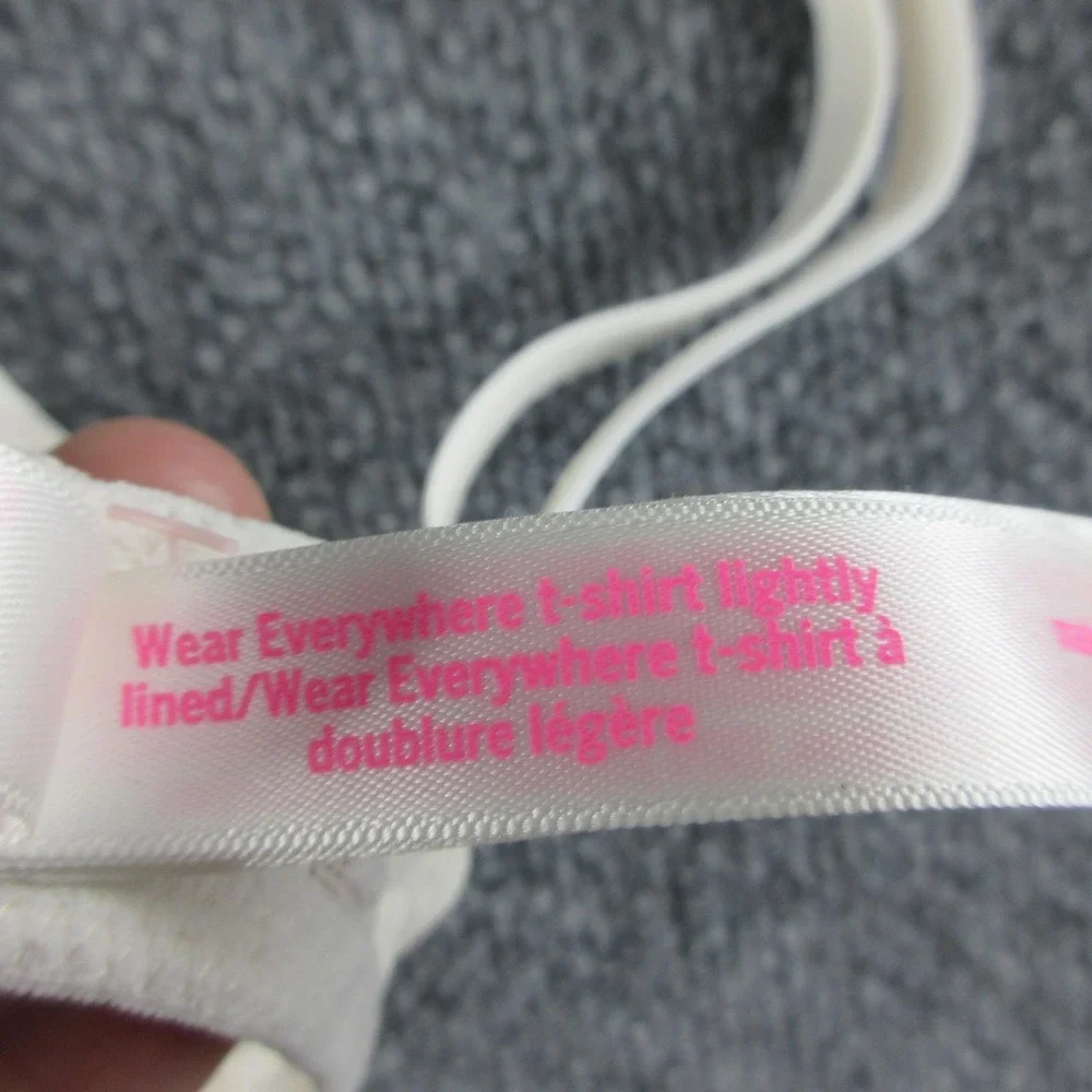 PINK Wear Everywhere Bra Womens 32C White Lightly Lined Lace T Shirt Everyday